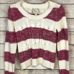 Pink Rose Striped Sweater Small